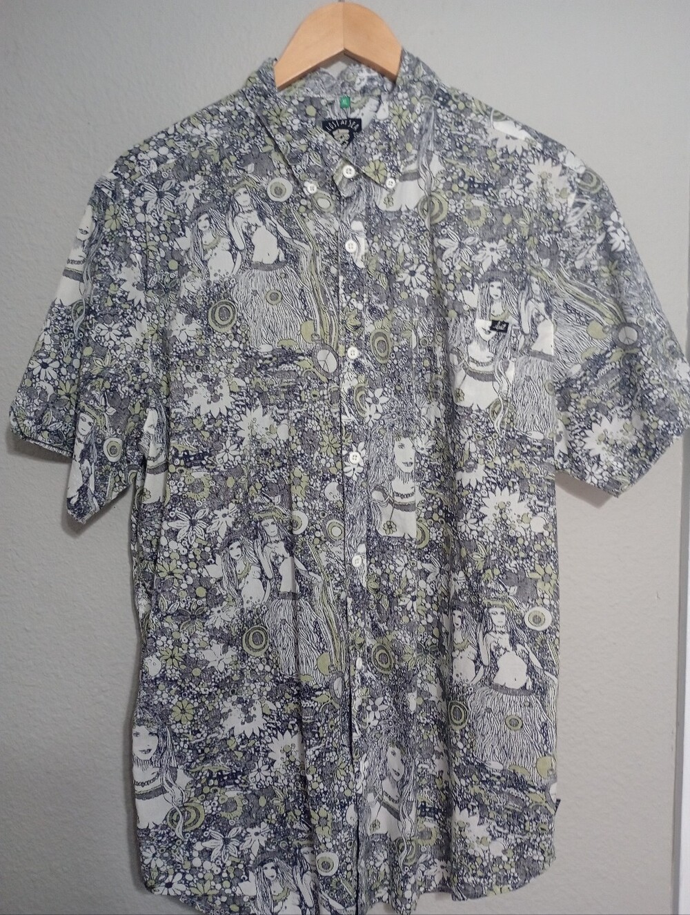 Lost At Sea Hula Girls Button Down Shirt Short Sleeve